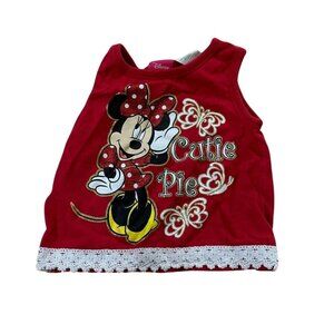 Disney Minnie Mouse Toddler Tank Top 2T Red "Cutie Pie" Shirt